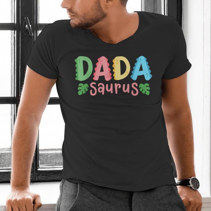 Dada Saurus Kids Dinosaur Birthday Party Family Matching Men's V-Neck T-Shirt
