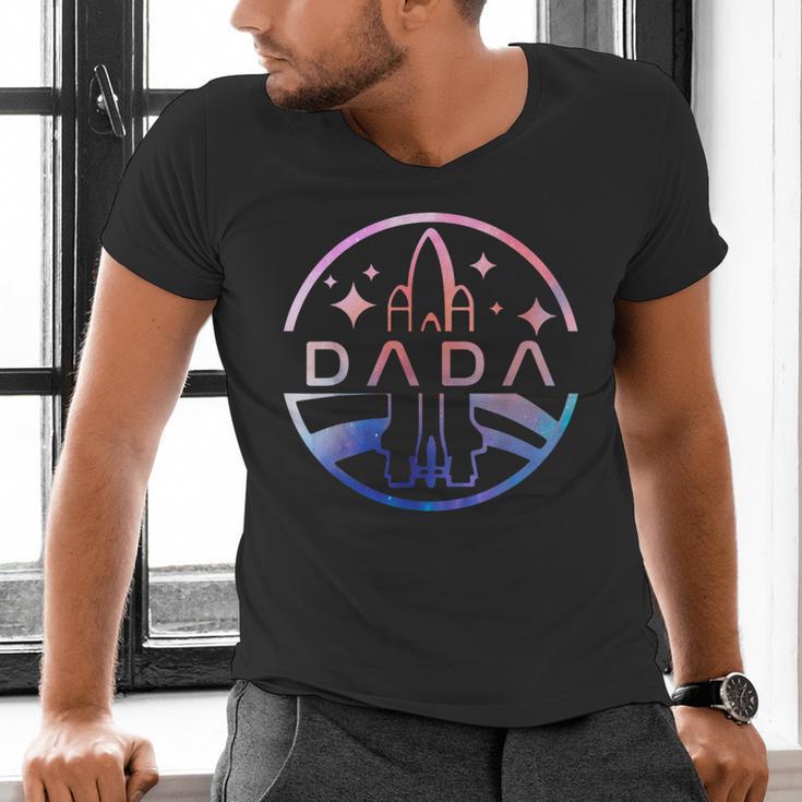 Dada Space Astronaut Rocket Birthday Party Men's V-Neck T-Shirt