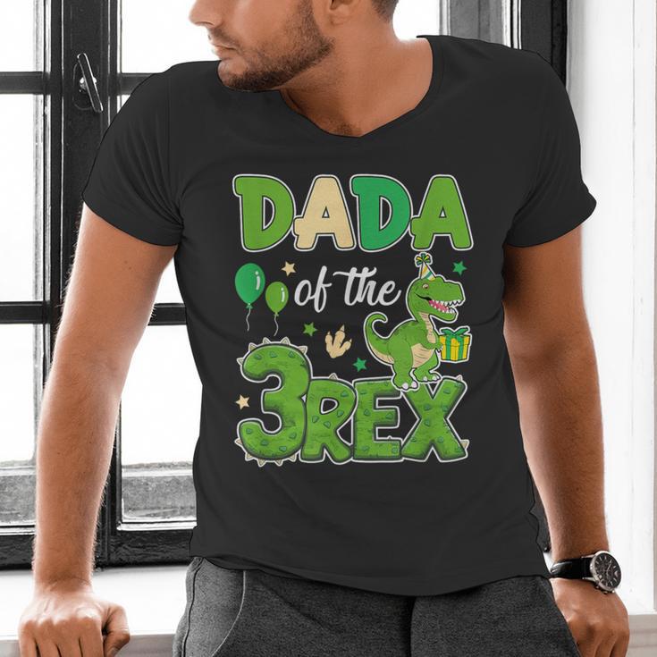 Dada Of The Three Rex Birthday Dinosaur Family Matching Men's V-Neck T-Shirt Dada Of The Three Rex Birthday Dinosaur Family Matching Men's V-Neck T-Shirt