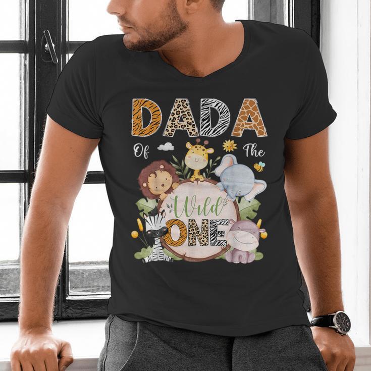 Dada Of The Wild One 1St Birthday Safari Jungle Animals Men's V-Neck T-Shirt Dada Of The Wild One 1St Birthday Safari Jungle Animals Men's V-Neck T-Shirt