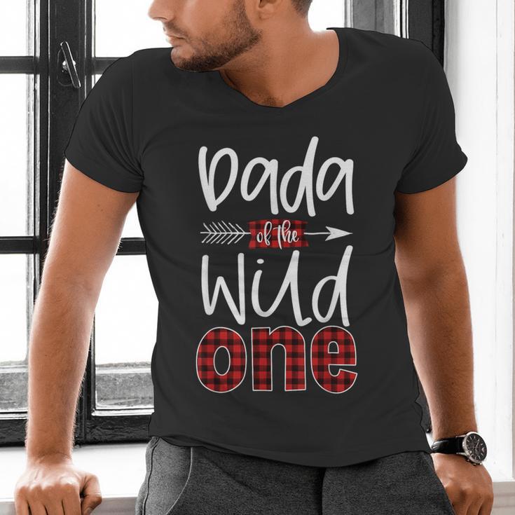 Dada Of The Wild One Buffalo Plaid Lumberjack 1st Birthday Men's V-Neck T-Shirt Dada Of The Wild One Buffalo Plaid Lumberjack 1st Birthday Men's V-Neck T-Shirt