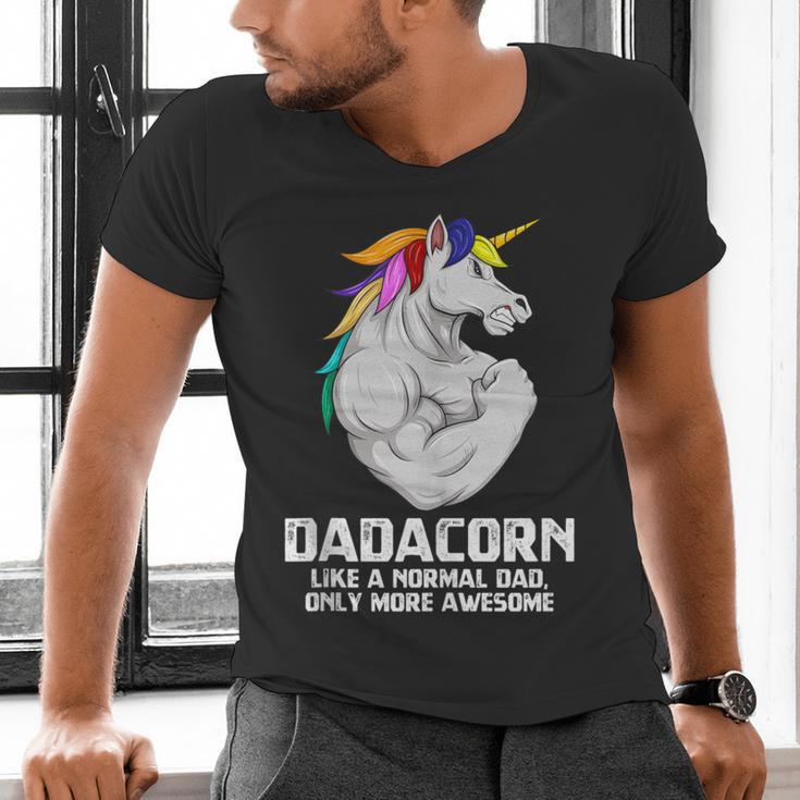 Dadacorn Muscle Dad Unicorn Fathers Day Men's V-Neck T-Shirt Dadacorn Muscle Dad Unicorn Fathers Day Men's V-Neck T-Shirt