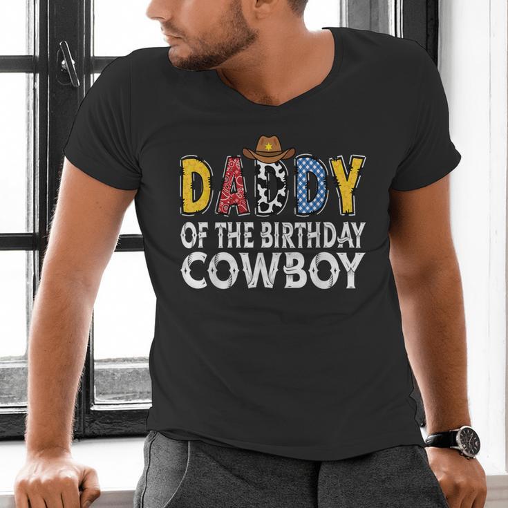 Daddy 1st Birthday Cowboy Western Daddy Birthday Boy Men's V-Neck T-Shirt Daddy 1st Birthday Cowboy Western Daddy Birthday Boy Men's V-Neck T-Shirt