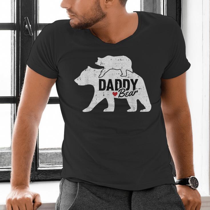 Daddy Bear Fathers Day Cute Baby Cub Papa Dad-a Pops Small Men's V-Neck T-Shirt