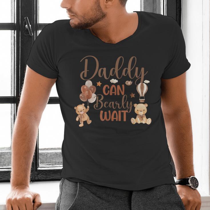 Daddy Can Bearly Wait Bear Gender Neutral Boy Baby Shower Men's V-Neck T-Shirt