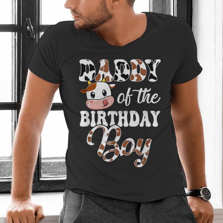 Daddy Of The Birthday Boy Cow Farm 1St Birthday Boy Men's V-Neck T-Shirt