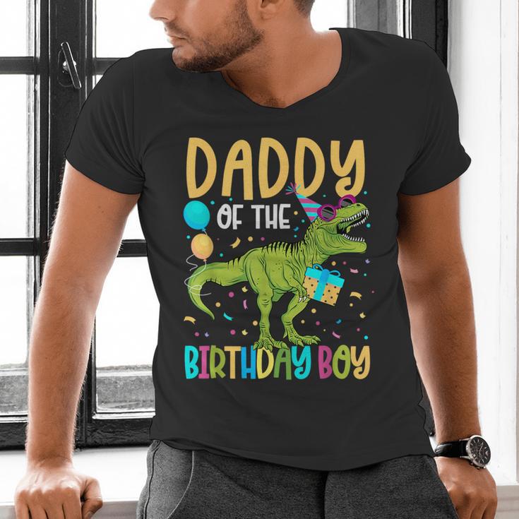 Daddy Of The Birthday Boy Family Matching Dinosaur Squad Men's V-Neck T-Shirt