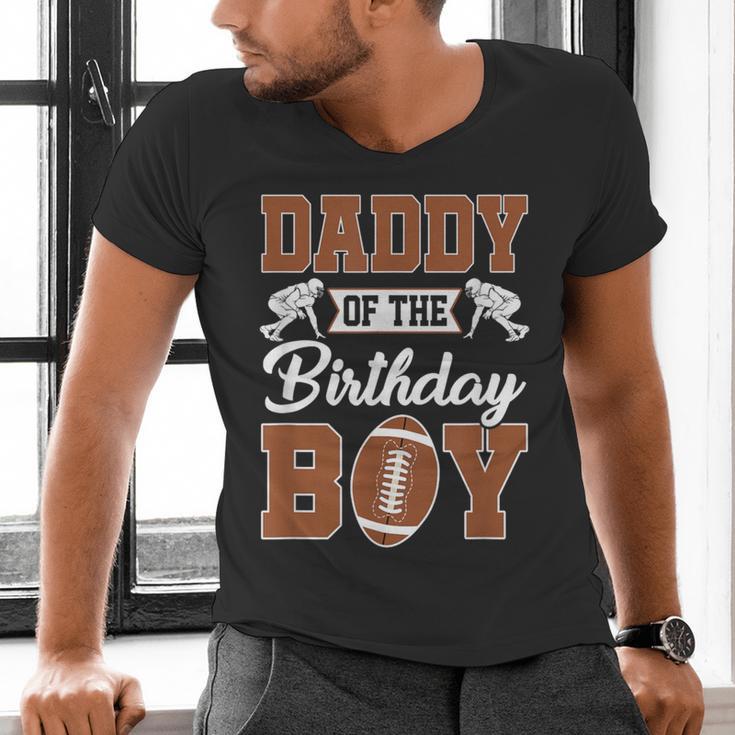Daddy Of The Birthday Boy Football Party Family Matching Men's V-Neck T-Shirt