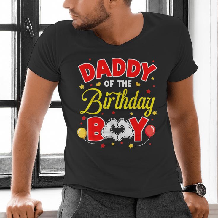 Daddy Of The Birthday Boy Matching Dad Son Family Birthday Men's V-Neck T-Shirt
