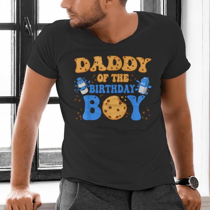 Daddy Of The Birthday Boy Milk And Cookies Lover Men's V-Neck T-Shirt