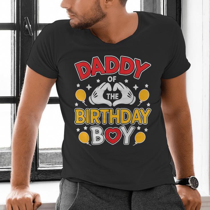 Daddy Of The Birthday Boy Shirt Matching Dad Son Family Bday Men's V-Neck T-Shirt