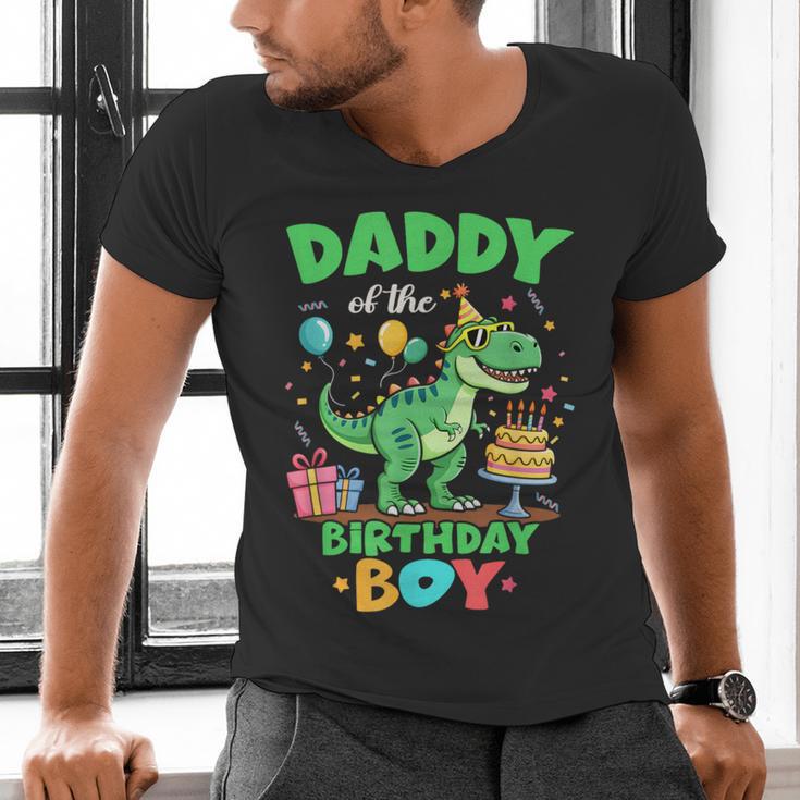 Daddy Of The Birthday BoyRex Dinosaur Family Party Men's V-Neck T-Shirt