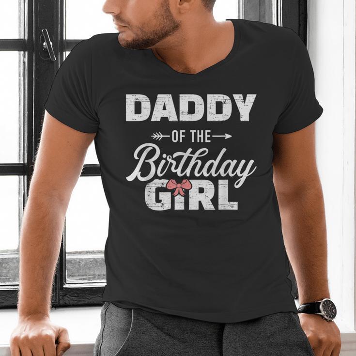 Daddy Of The Birthday Daughter Girl Matching Family For Dad Men's V-Neck T-Shirt
