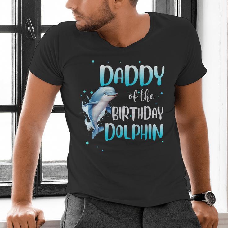 Daddy Of The Birthday Dolphin Family Matching Party Squad Men's V-Neck T-Shirt