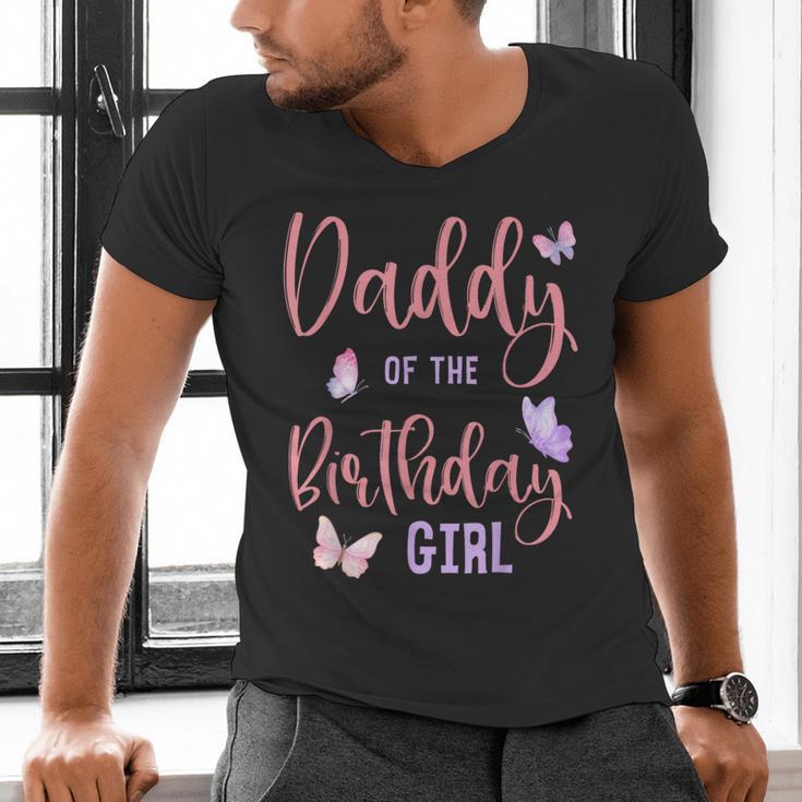Daddy Of The Birthday Girl Butterfly Party Matching Family Men's V-Neck T-Shirt