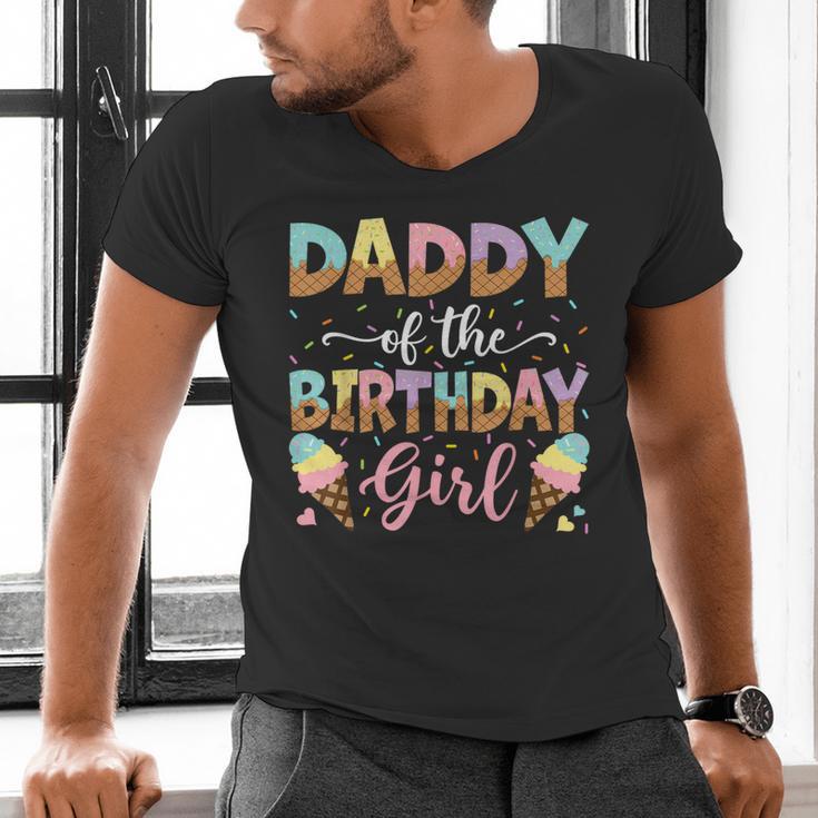 Daddy Of The Birthday Girl Ice Cream Lover Party Men's V-Neck T-Shirt Daddy Of The Birthday Girl Ice Cream Lover Party Men's V-Neck T-Shirt