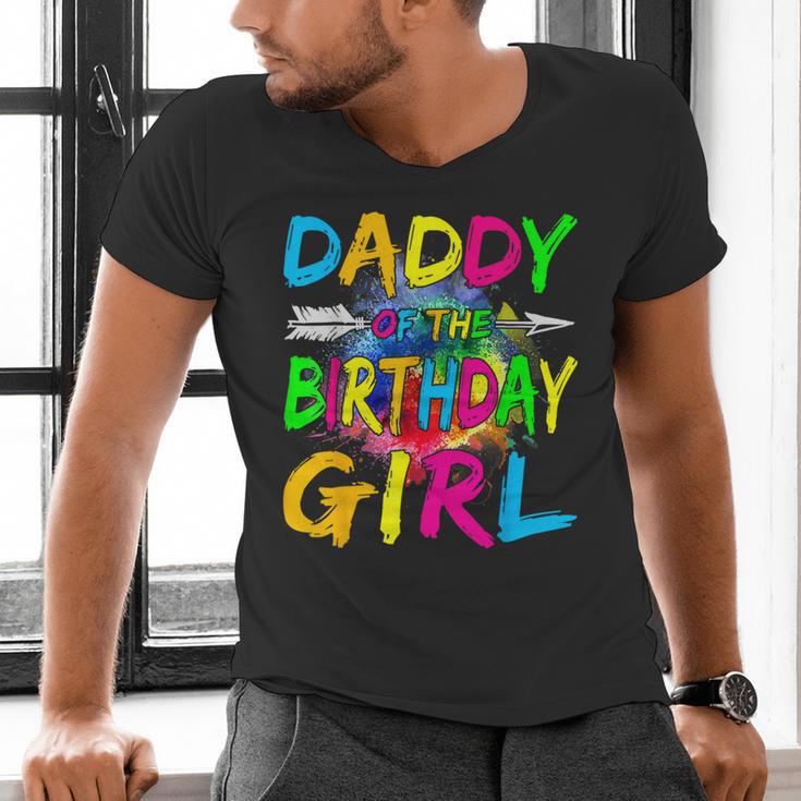 Daddy Of The Birthday Girl Retro 80's Party Men's V-Neck T-Shirt