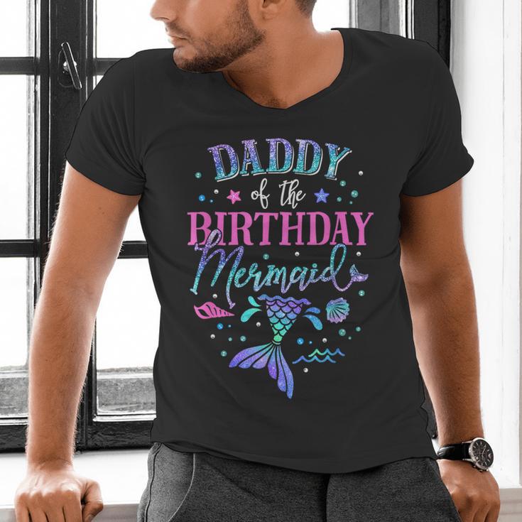 Daddy Of The Birthday Mermaid Party Matching Family Dad Men's V-Neck T-Shirt
