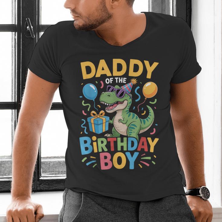 Daddy Of The Birthday Party Outfit Dinosaur Squad Dad Men's V-Neck T-Shirt