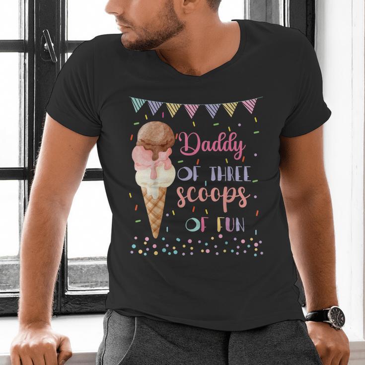 Daddy Dad Ice Cream Third Birthday Three Scoops Of Fun Men's V-Neck T-Shirt Daddy Dad Ice Cream Third Birthday Three Scoops Of Fun Men's V-Neck T-Shirt