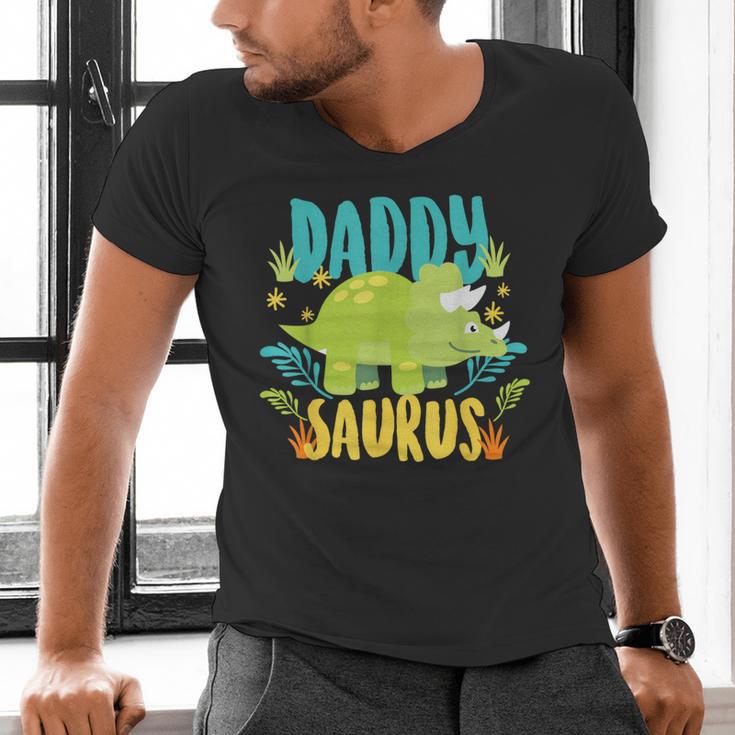Daddy Dad Saurus Rex Dinosaur Dino For Father Men's V-Neck T-Shirt