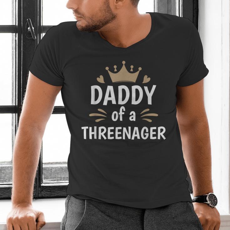 Daddy Dad Of A Threenager 3rd Birthday Men's V-Neck T-Shirt