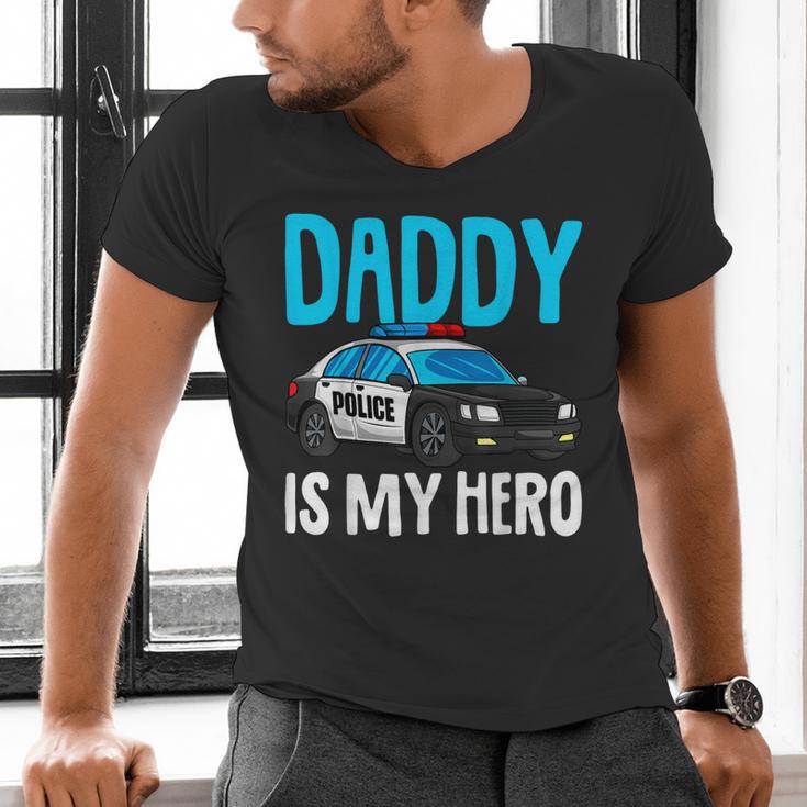 Daddy Is My Hero Police Toddler Police Officer Cop Boys Kids Men's V-Neck T-Shirt