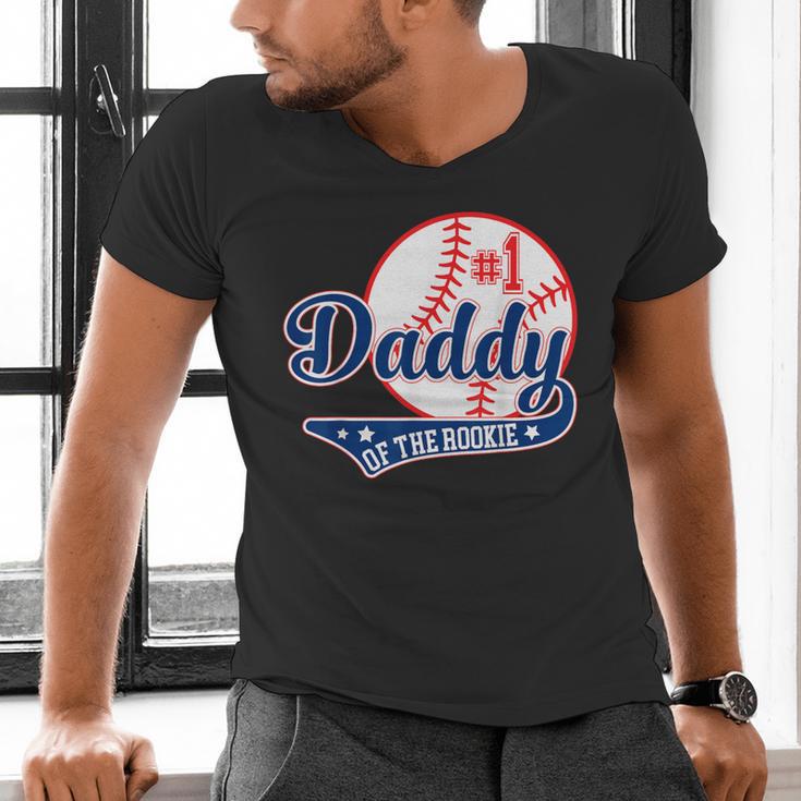 Daddy Of Rookie 1st Birthday Baseball Theme Matching Party Men's V-Neck T-Shirt