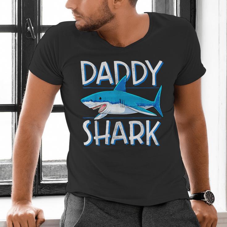 Daddy SharkShirt Fathers Day Family Matching Dad Men's V-Neck T-Shirt