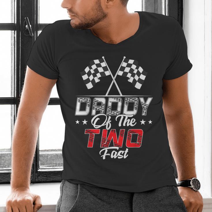 Daddy Of The Two Fast Second Birthday Racing Car Family Men's V-Neck T-Shirt