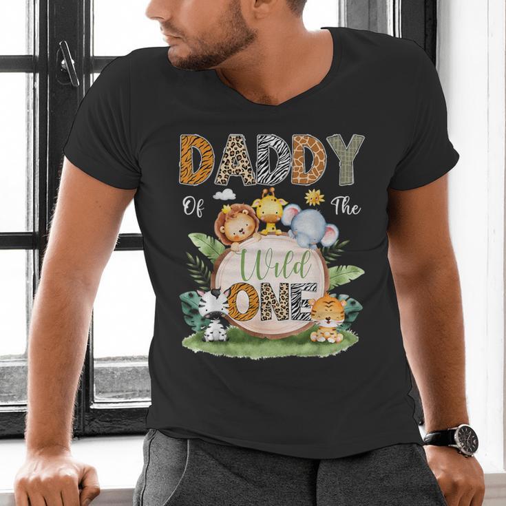 Daddy Of The Wild One 1St Birthday Kids Safari Jungle Men's V-Neck T-Shirt