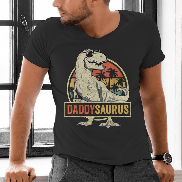 Daddysaurus Shirt T-Rex Dad Dinosaur Men's V-Neck T-Shirt