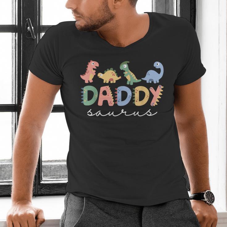 DaddysaurusRex Dinosaur Dad Daddy Saurus Family Men's V-Neck T-Shirt