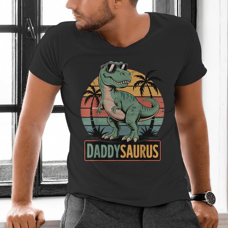 DaddysaurusRex Dinosaur Daddy Saurus Family Matching Dad Men's V-Neck T-Shirt DaddysaurusRex Dinosaur Daddy Saurus Family Matching Dad Men's V-Neck T-Shirt