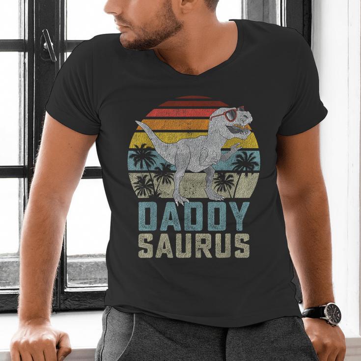 DaddysaurusRex Dinosaur Daddy Saurus Family Matching Men's V-Neck T-Shirt