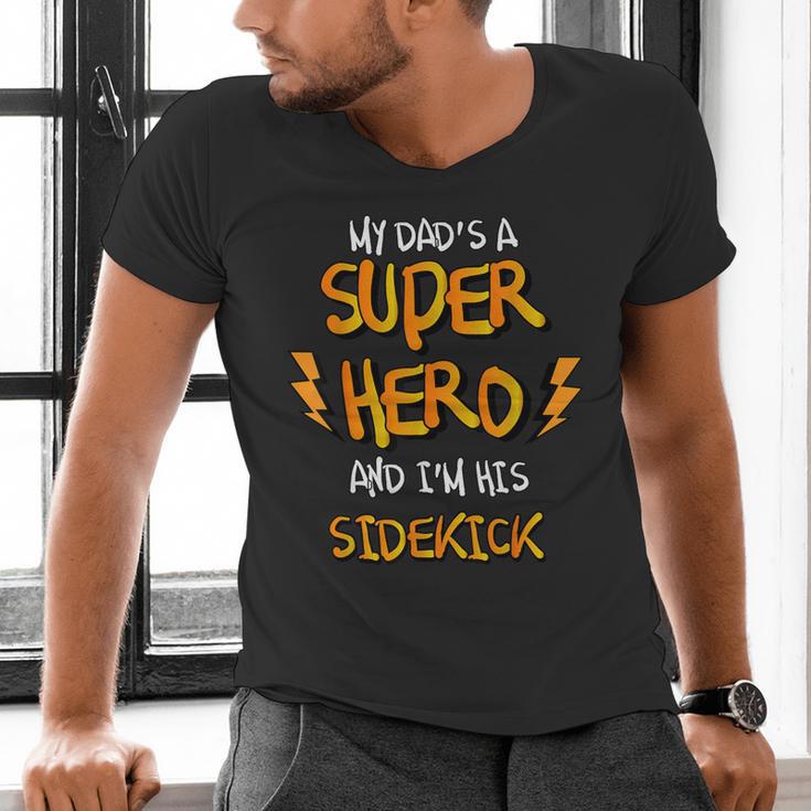 My Dads a Superhero Shirt Cool KidsShirt Men's V-Neck T-Shirt