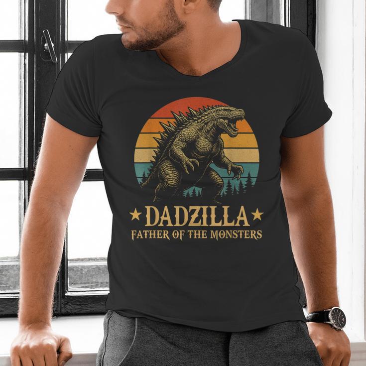 Dadzilla-Father Of The Monsters Dad Father's Day Men's V-Neck T-Shirt