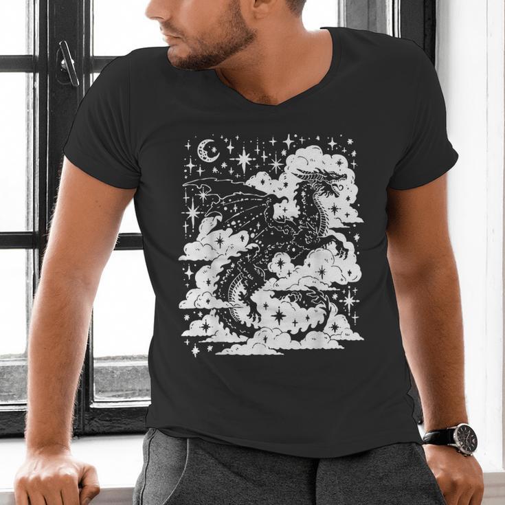 Dark Academia Fantasy Dragon Book Lover Bookish Goblincore Men's V-Neck T-Shirt