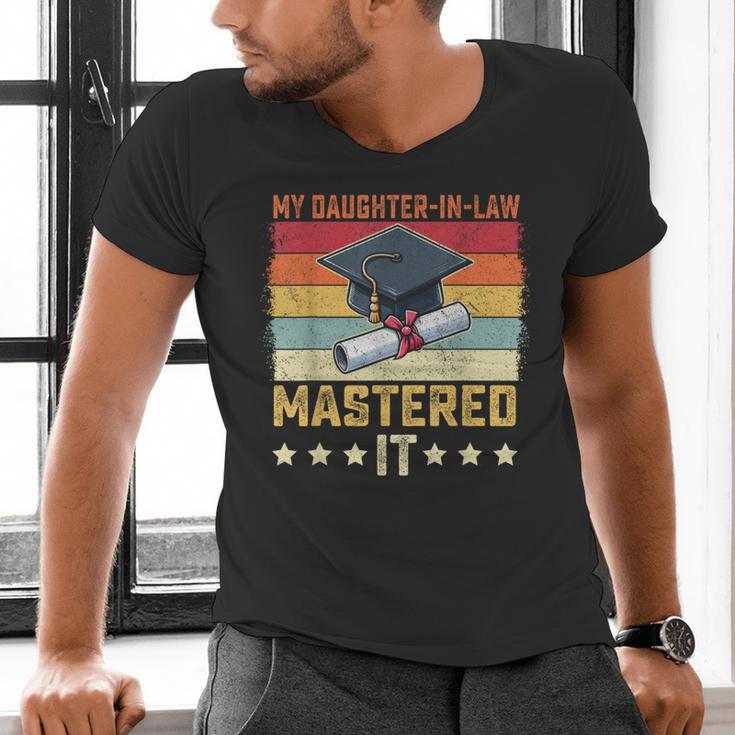 My Daughter In Law Mastered It Master's Graduation Vintage Men's V-Neck T-Shirt