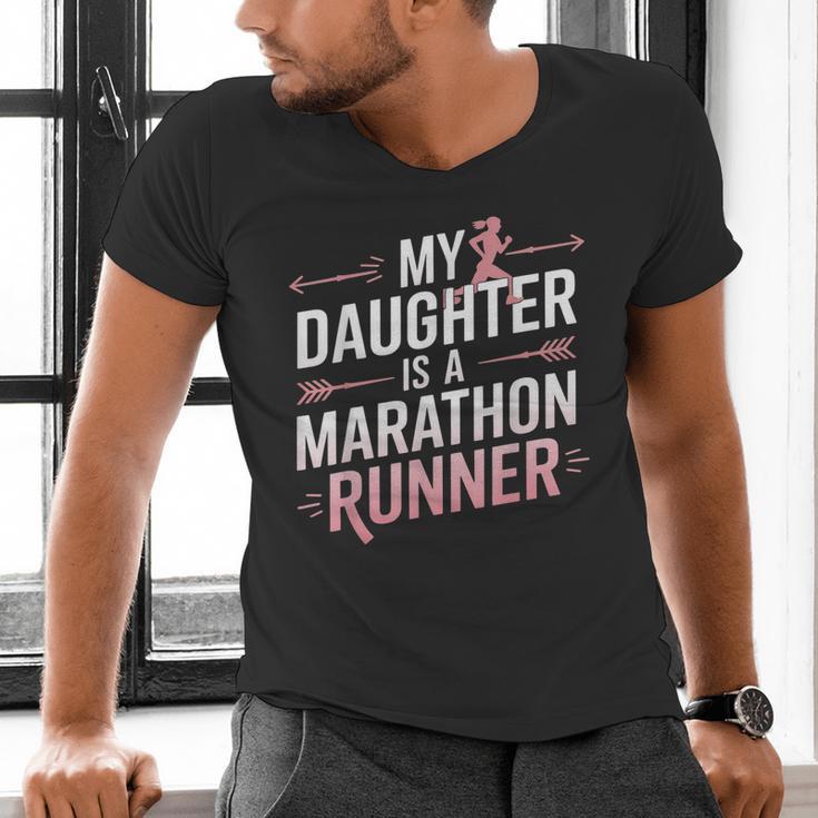 My Daughter Is A Marathon Runner Proud Mom & Dad Men's V-Neck T-Shirt