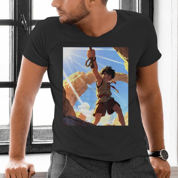 David And Goliath Bible Book Samuel King David Anime Manga Men's V-Neck T-Shirt