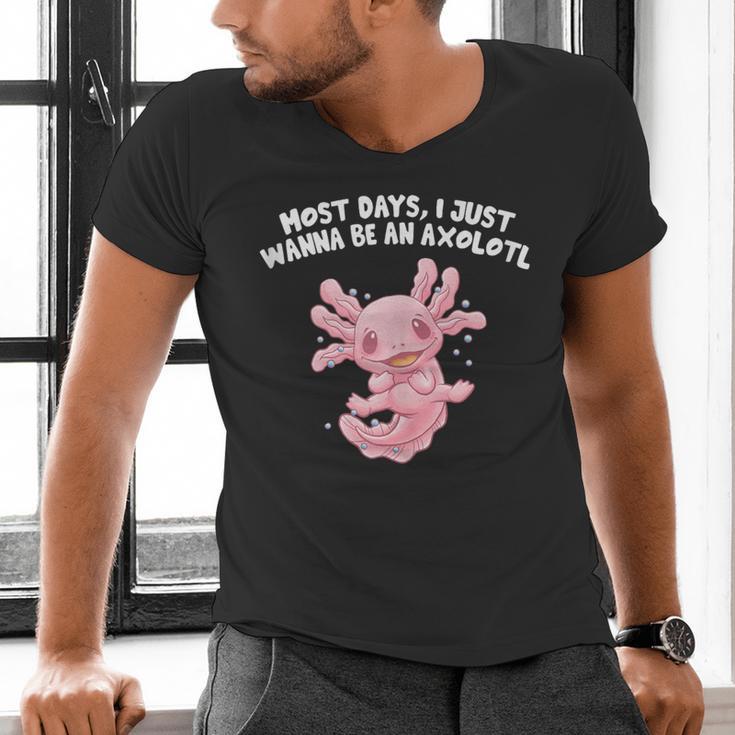 Most Days I Just Wanna Be An Axolotl Salamander Introvert Men's V-Neck T-Shirt