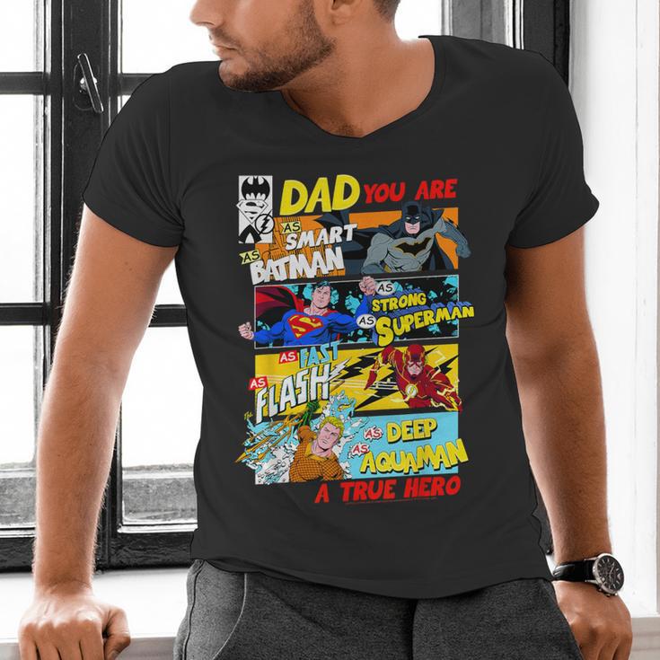 DC Comics Father's Day Justice League Dad Attributes Men's V-Neck T-Shirt