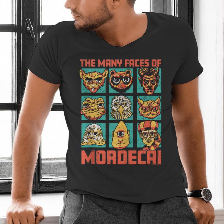 DCC Many Faces Of Mordecai Grid Gamer Series Book Men's V-Neck T-Shirt