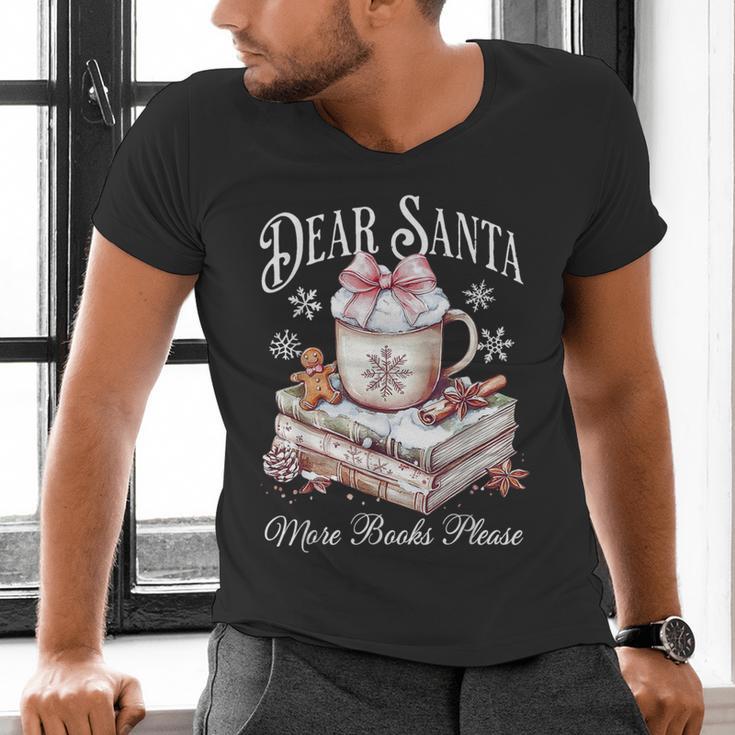 Dear Santa More Book Please Christmas Reading Book Librarian Men's V-Neck T-Shirt