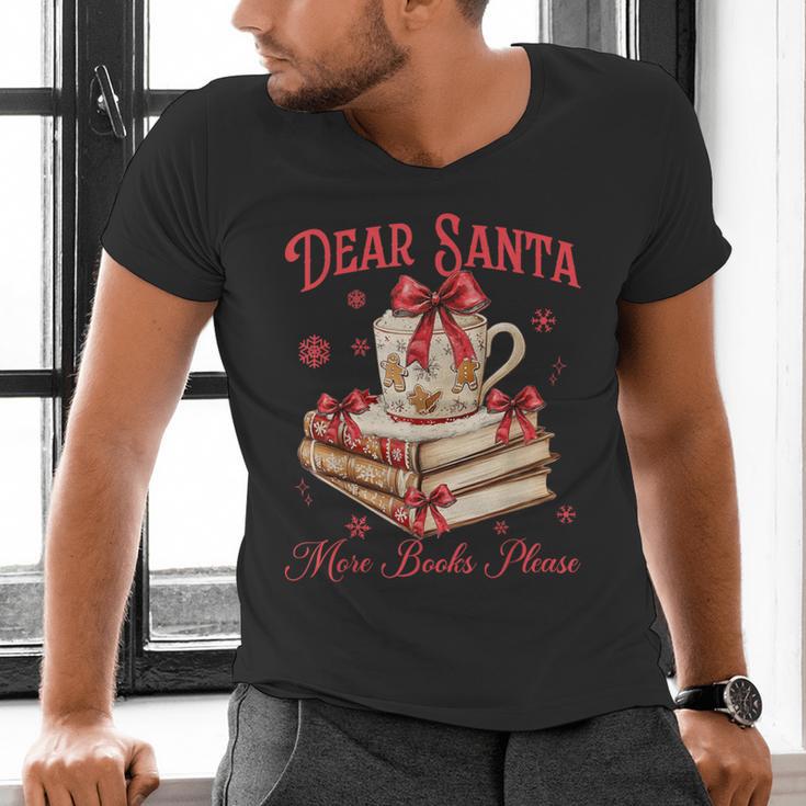 Dear Santa More Books Please Reading Book Lover Christmas Men's V-Neck T-Shirt