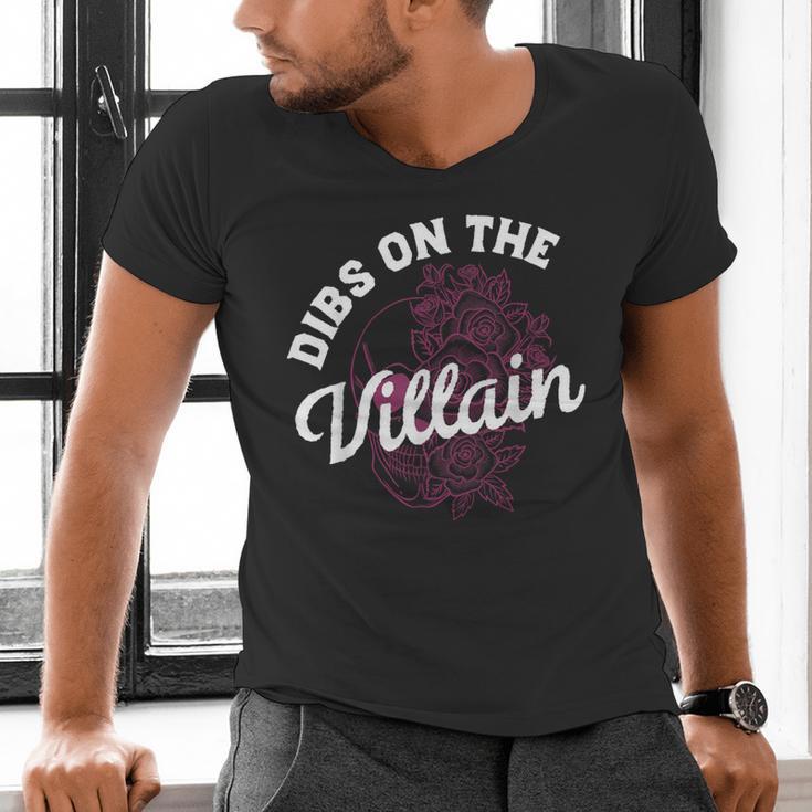 Dibs On The Villain Dark Romance Books Skeleton Morally Grey Men's V-Neck T-Shirt
