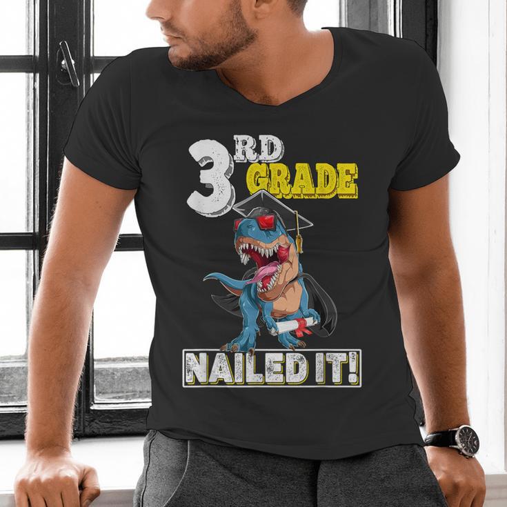 Dinosaur Graduation Cap Gown 3rd Grade Graduate Nailed It Men's V-Neck T-Shirt