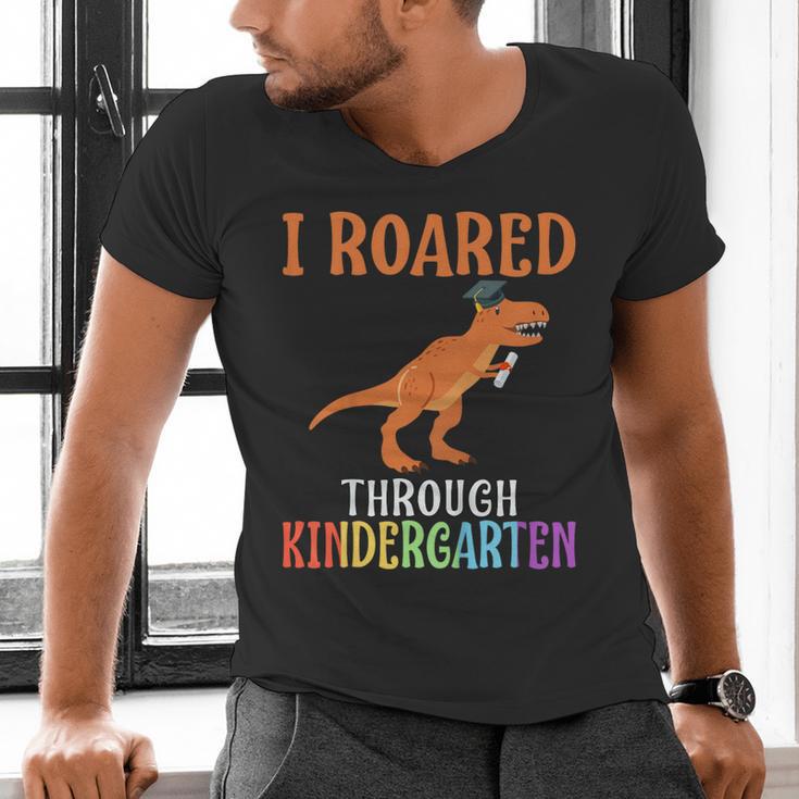 Dinosaur Graduation I Roared Through Kindergarten T-Shirt Men's V-Neck T-Shirt