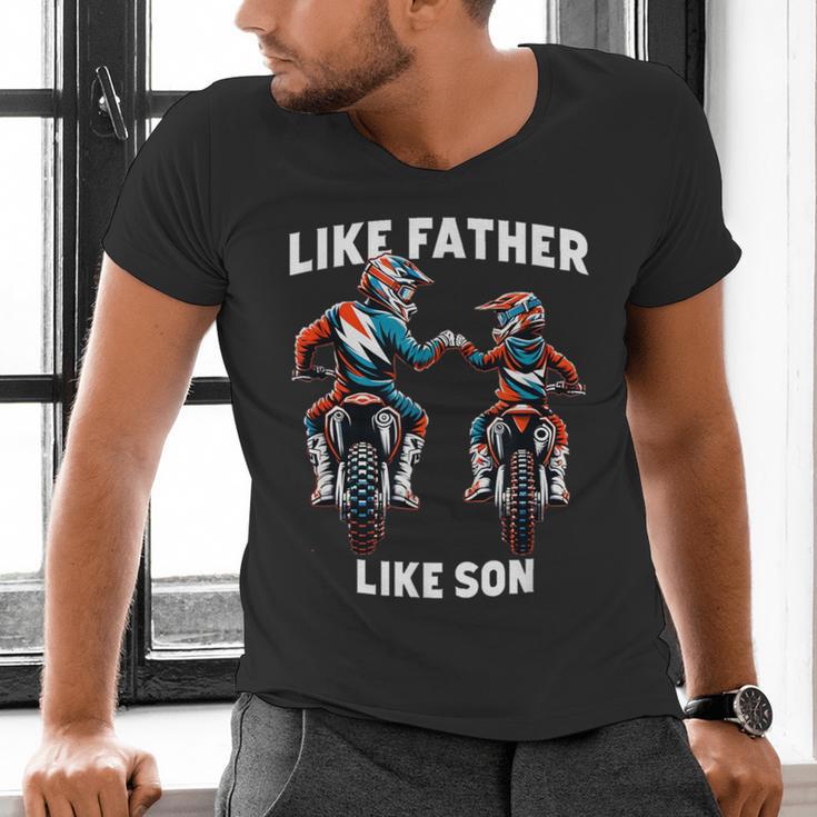 Dirt Bike Family Father Son Motocross Off-Road MX Dad Boys Men's V-Neck T-Shirt